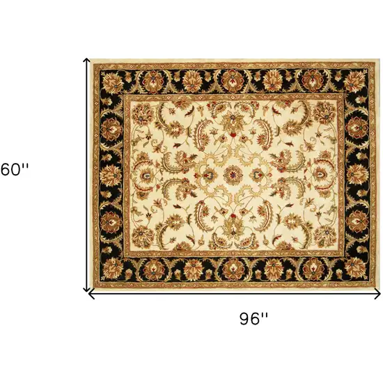 Ivory and Black Oriental Hand Tufted Non Skid Area Rug Photo 8