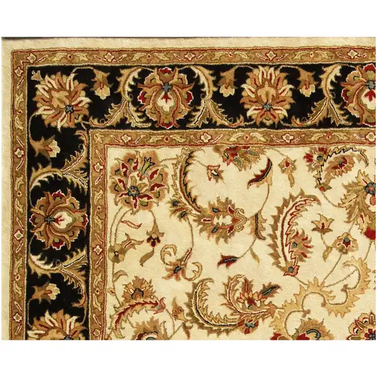 Ivory and Black Oriental Hand Tufted Non Skid Area Rug Photo 3