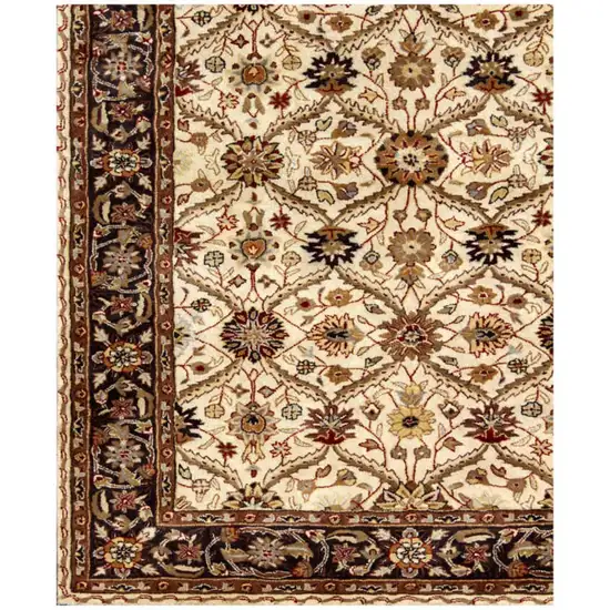 Ivory and Black Oriental Hand Tufted Non Skid Area Rug Photo 3