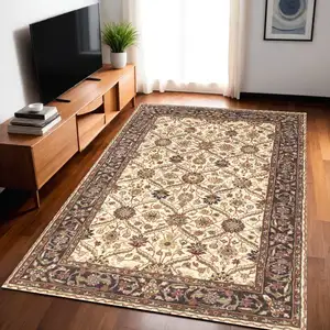 Photo of Ivory and Black Oriental Hand Tufted Non Skid Area Rug