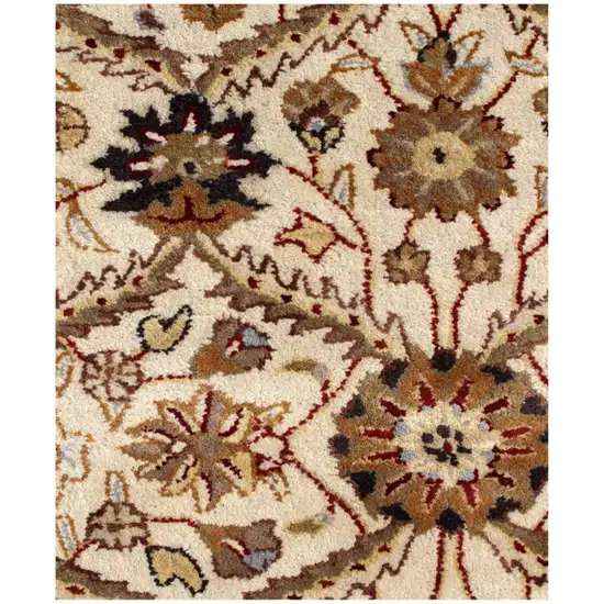 Ivory and Black Oriental Hand Tufted Non Skid Area Rug Photo 4