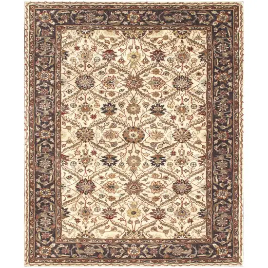 Ivory and Black Oriental Hand Tufted Non Skid Area Rug Photo 2