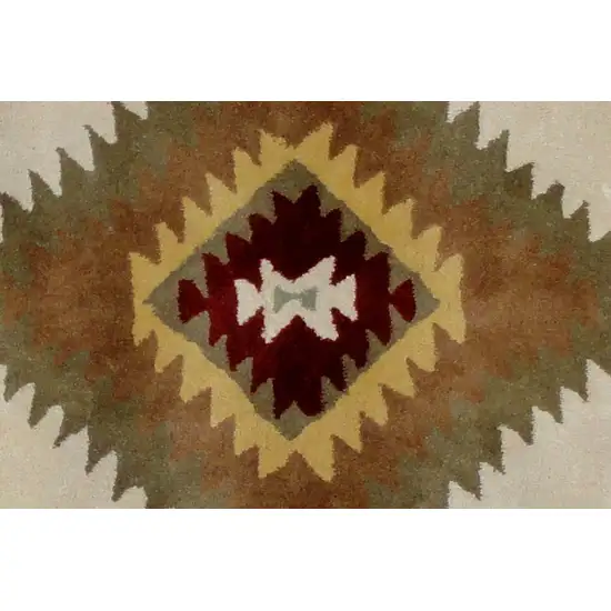 Ivory and Black Southwestern Hand Tufted Non Skid Area Rug Photo 6