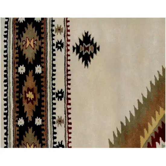 Ivory and Black Southwestern Hand Tufted Non Skid Area Rug Photo 3