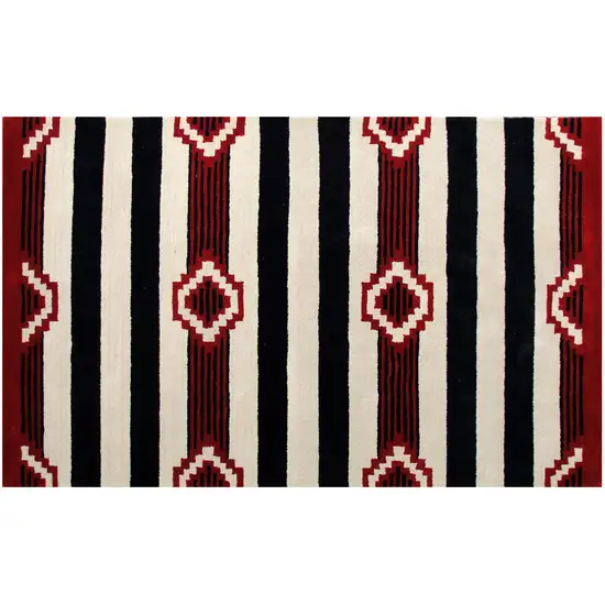 Ivory and Black Southwestern Hand Tufted Non Skid Area Rug Photo 5