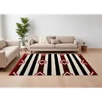 Photo of Ivory and Black Southwestern Hand Tufted Non Skid Area Rug