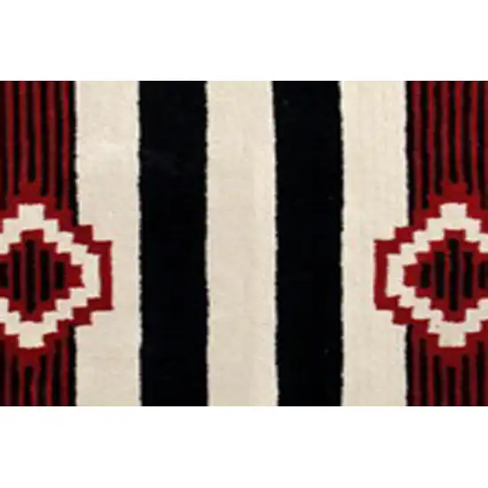 Ivory and Black Southwestern Hand Tufted Non Skid Area Rug Photo 6