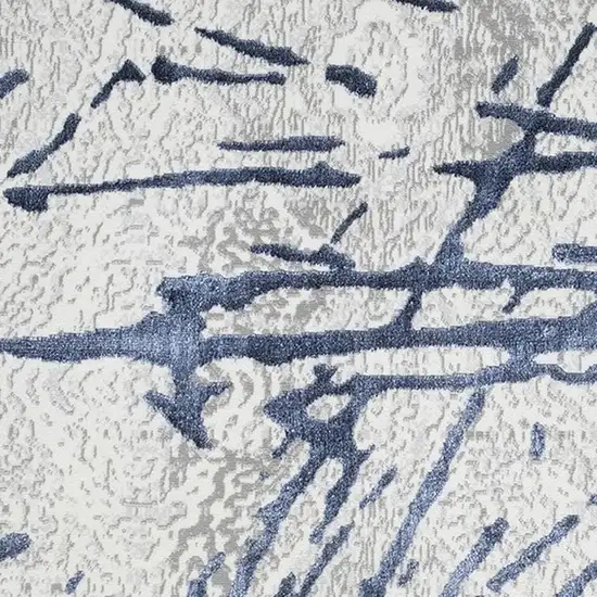 Ivory and Blue Abstract Area Rug Photo 4