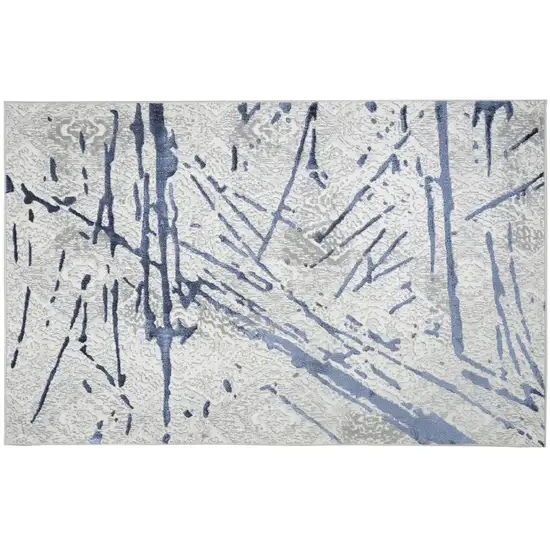 Ivory and Blue Abstract Area Rug Photo 1