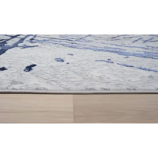 Ivory and Blue Abstract Area Rug Photo 3