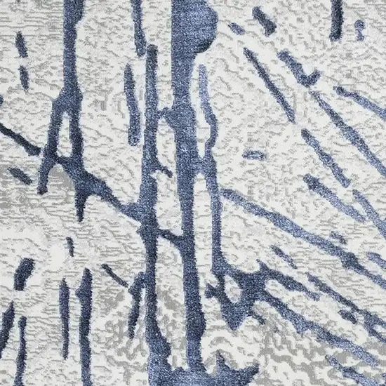 Ivory and Blue Abstract Area Rug Photo 5