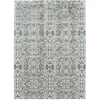 Photo of Ivory and Blue Abstract Power Loom Area Rug