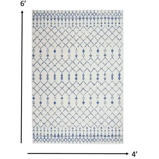 Ivory and Blue Berber Pattern Area Rug Photo 6