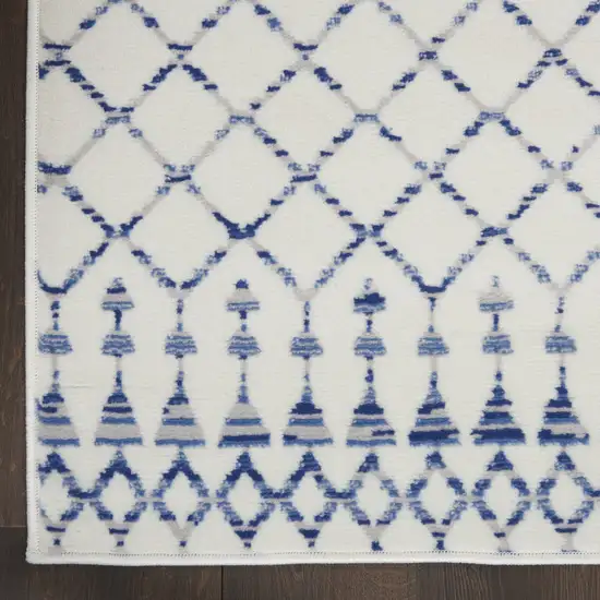 Ivory and Blue Berber Pattern Area Rug Photo 3
