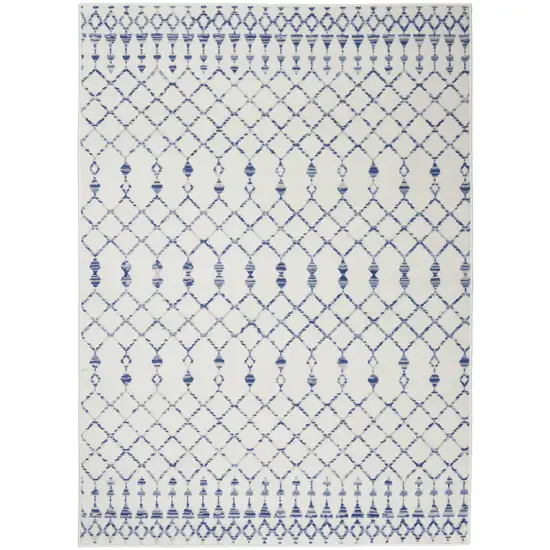 Ivory and Blue Berber Pattern Area Rug Photo 9