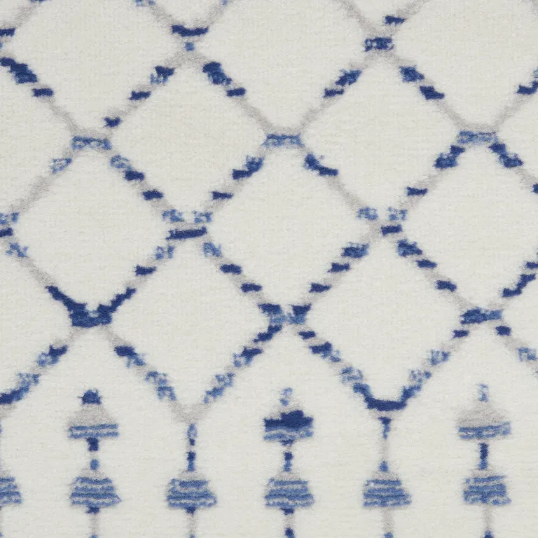 Ivory and Blue Berber Pattern Area Rug Photo 2