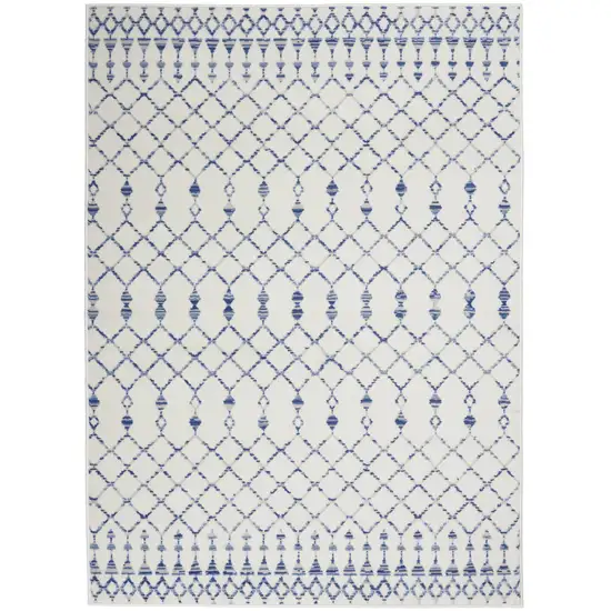 Ivory and Blue Berber Pattern Area Rug Photo 1