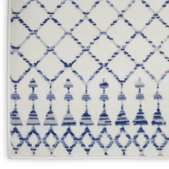 Ivory and Blue Berber Pattern Area Rug Photo 4