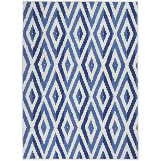 Ivory and Blue Diamond Area Rug Photo 1