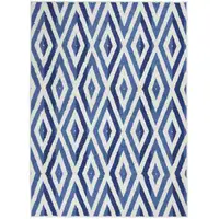 Photo of Ivory and Blue Diamond Area Rug