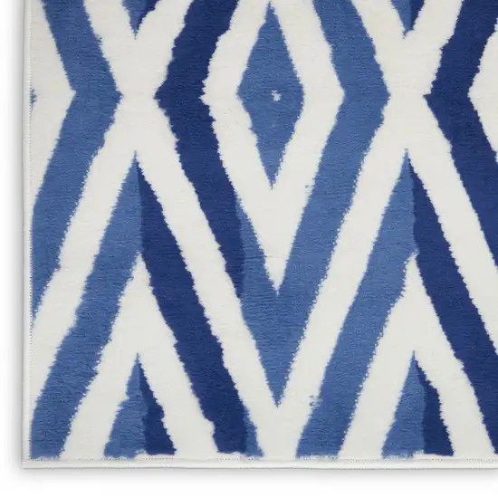 Ivory and Blue Diamond Area Rug Photo 4