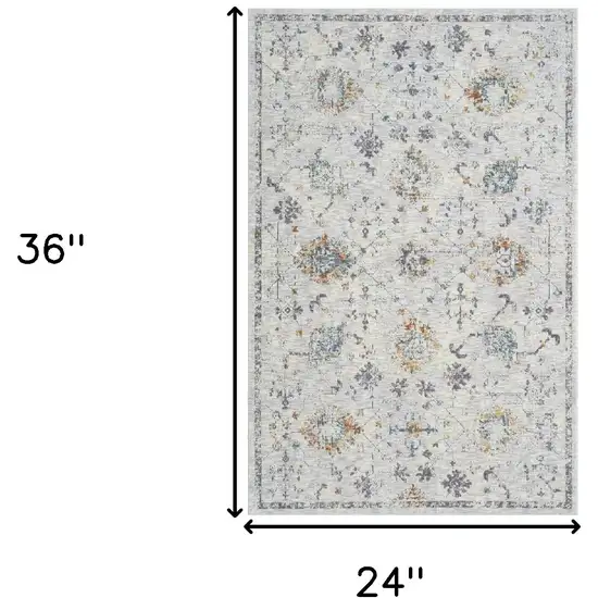 Ivory and Blue Floral Area Rug Photo 3