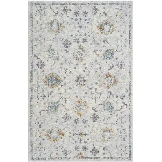 Ivory and Blue Floral Area Rug Photo 2