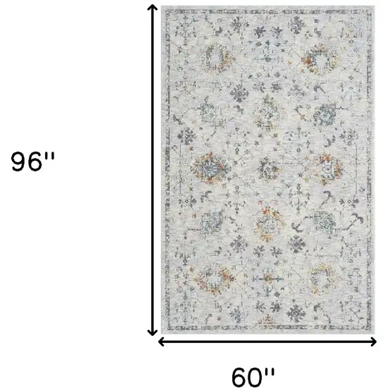 Ivory and Blue Floral Area Rug Photo 3