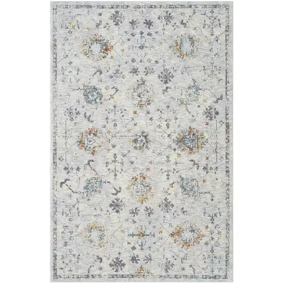 Ivory and Blue Floral Area Rug Photo 7