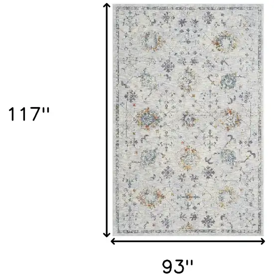 Ivory and Blue Floral Area Rug Photo 3