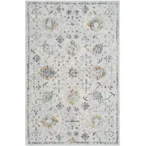 Photo of Ivory and Blue Floral Area Rug