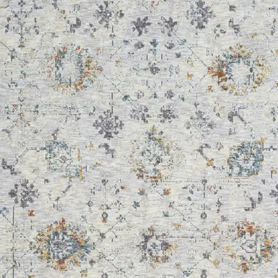 Ivory and Blue Floral Area Rug Photo 6