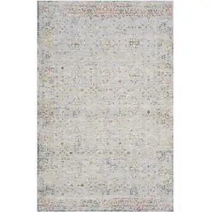 Photo of Ivory and Blue Floral Area Rug