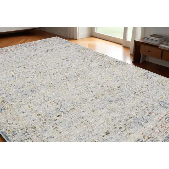 Ivory and Blue Floral Area Rug Photo 1