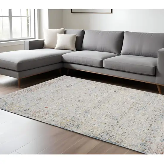 Ivory and Blue Floral Area Rug Photo 1