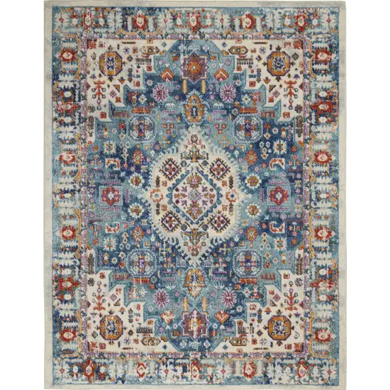 Blue And Ivory Power Loom Area Rug Photo 2