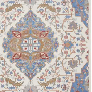 Photo of Ivory and Blue Floral Non Skid Area Rug