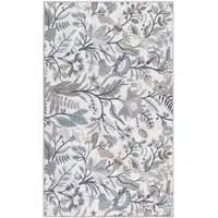 Photo of Ivory and Blue Floral Power Loom Washable Non Skid Area Rug