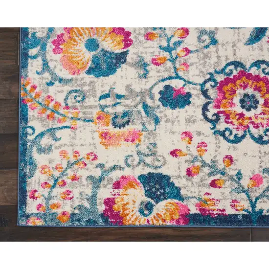 Ivory Floral Dhurrie Area Rug Photo 2