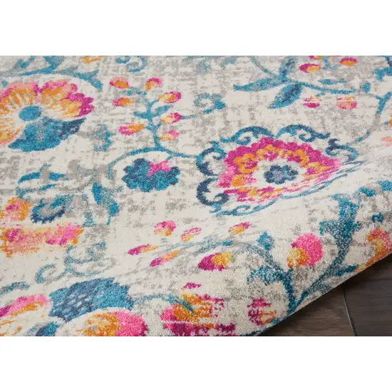 Ivory Floral Dhurrie Area Rug Photo 3