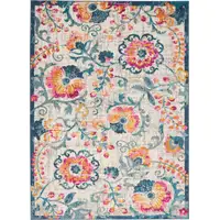 Photo of Ivory and Blue Floral Vines Area Rug