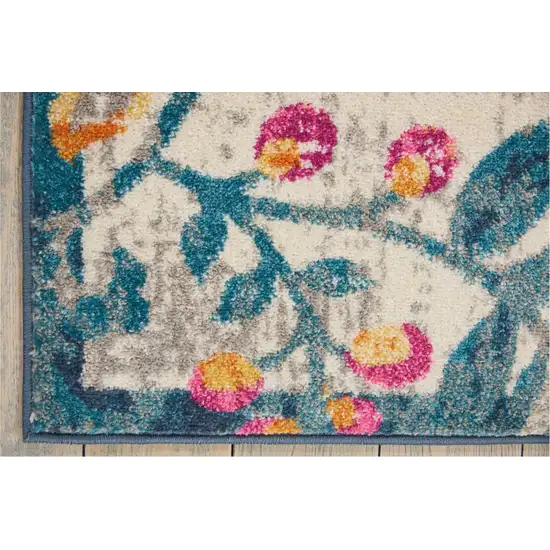 Ivory Floral Dhurrie Area Rug Photo 2