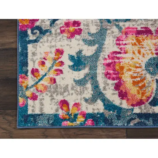 Ivory Floral Dhurrie Area Rug Photo 2