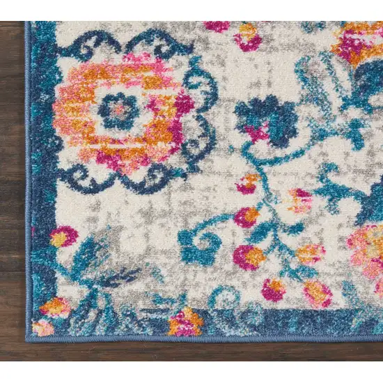 Ivory Floral Power Loom Area Rug Photo 4