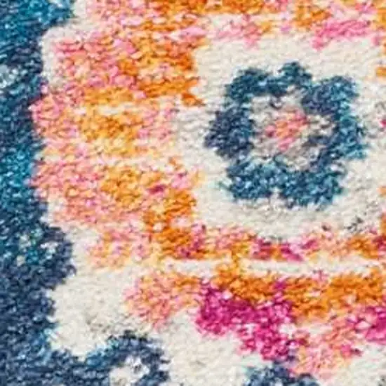 Ivory And Blue Floral Area Rug Photo 4