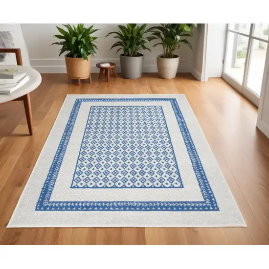 Navy Blue Geometric Dhurrie Area Rug Photo 1