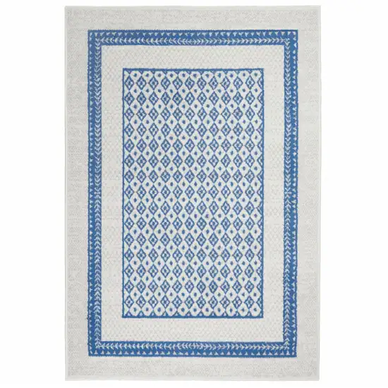 Ivory and Blue Geometric Area Rug Photo 2