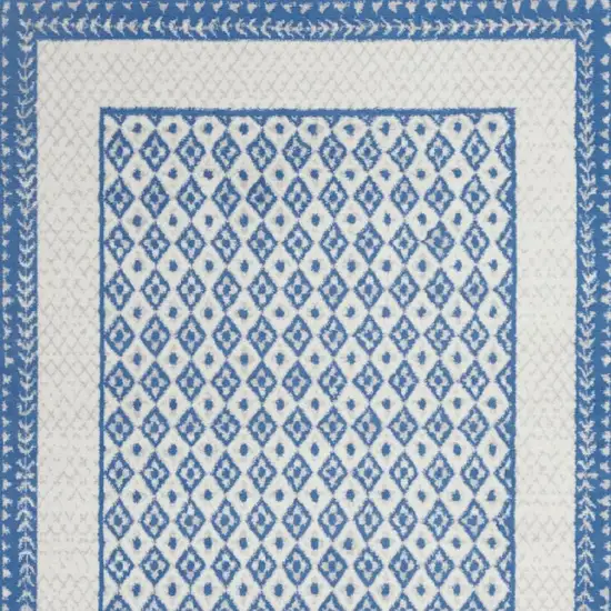 Ivory and Blue Geometric Area Rug Photo 8