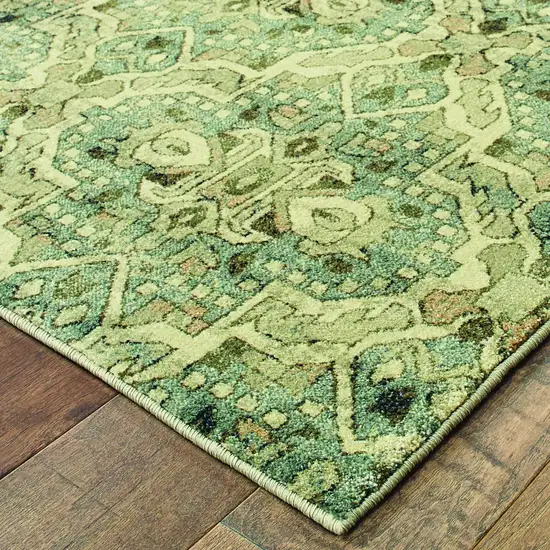 Ivory and Blue Geometric Area Rug Photo 3