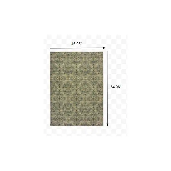 Ivory and Blue Geometric Area Rug Photo 2